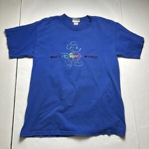 Vtg 90s Walt Disney World Mens Sz S Blue Embroidered Cotton Shirt Made In Canada